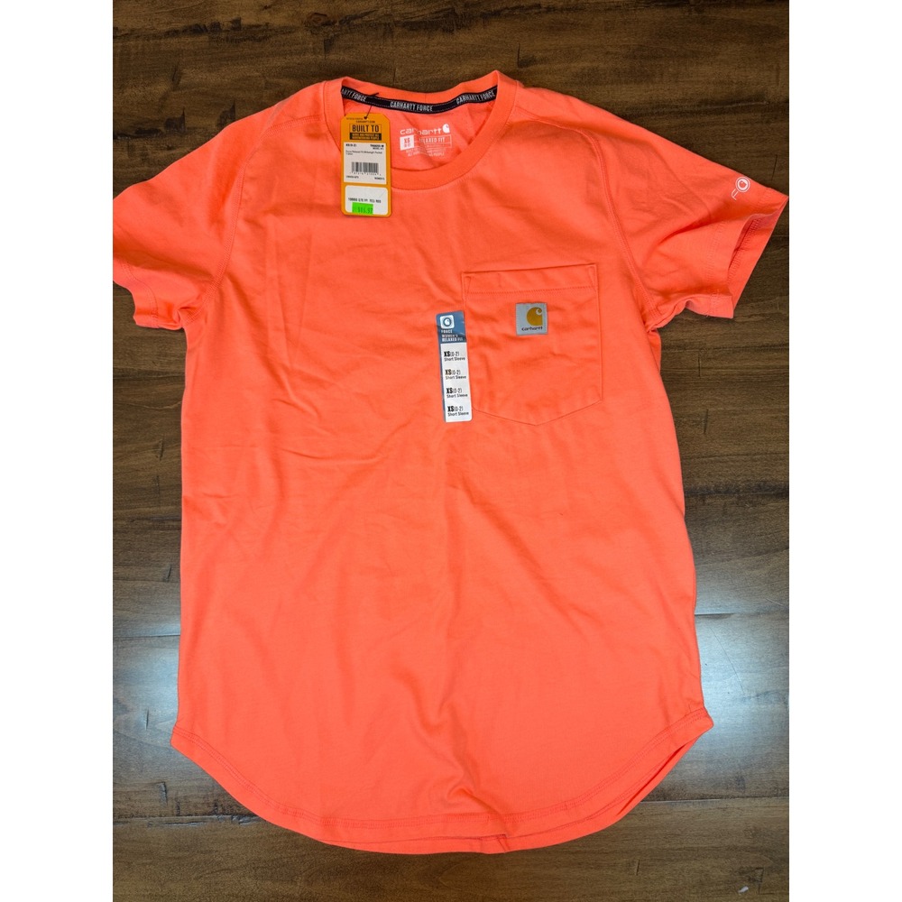 Carhartt Force Relaxed Fit Midweight Pocket T-Shirt Neon Orange XS NWT